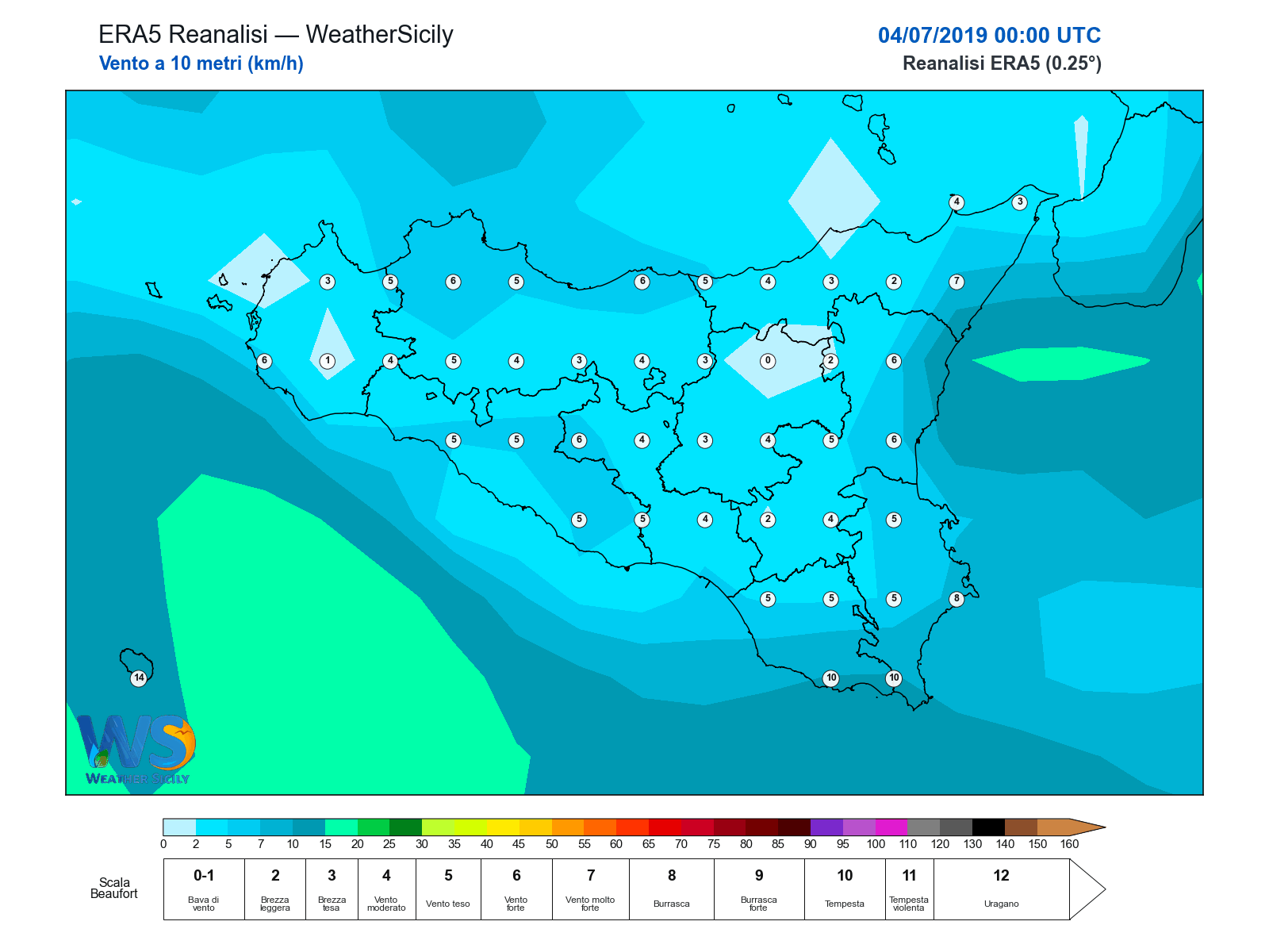 Vento a 10 metri · 2019070400