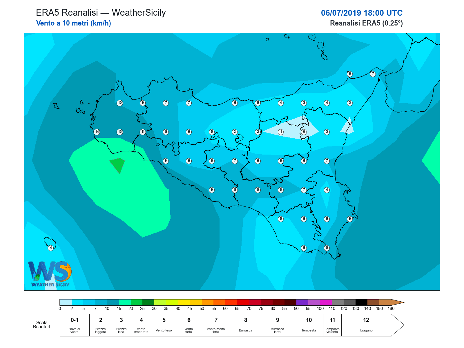 Vento a 10 metri · 2019070618