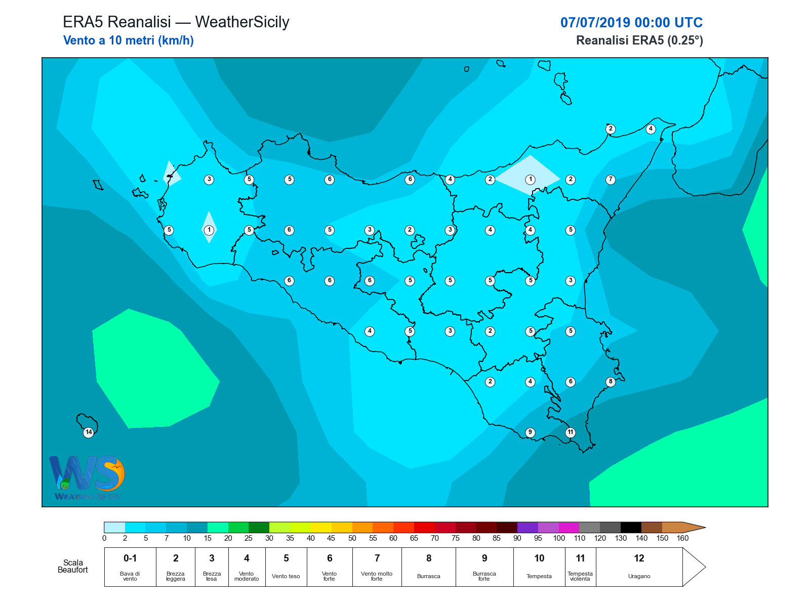 Vento a 10 metri · 2019070700