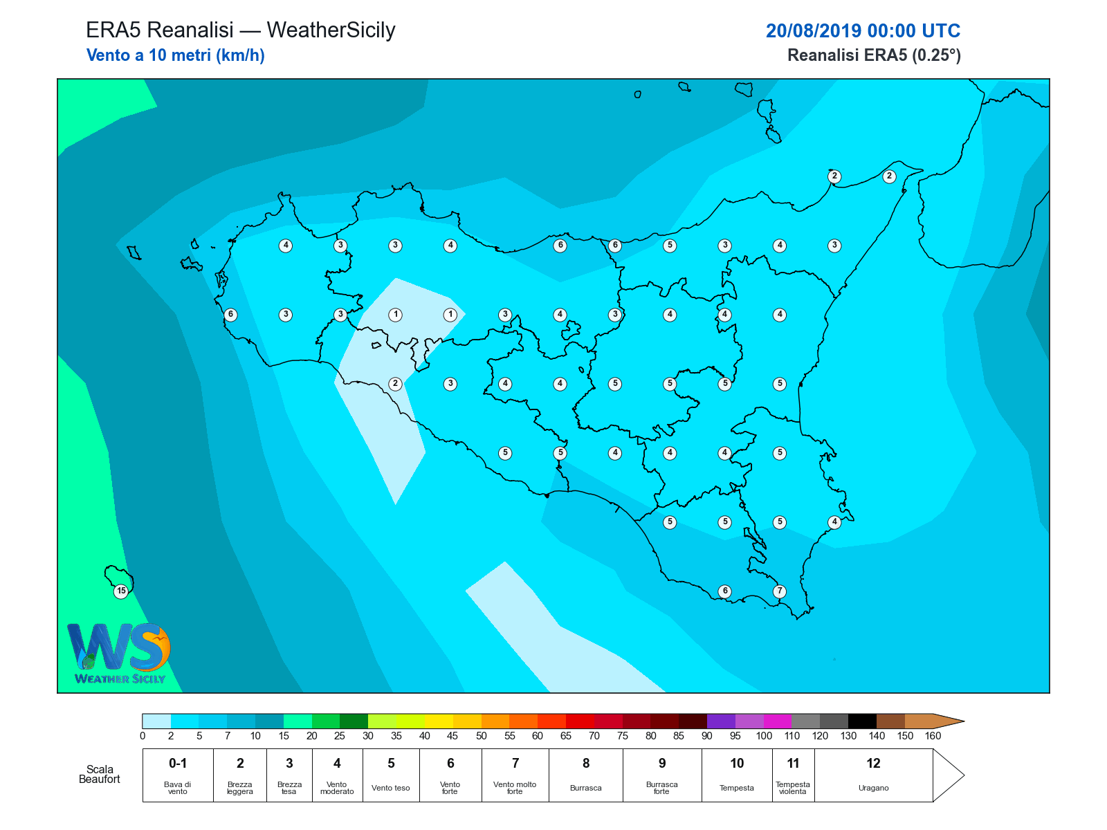 Vento a 10 metri · 2019082000