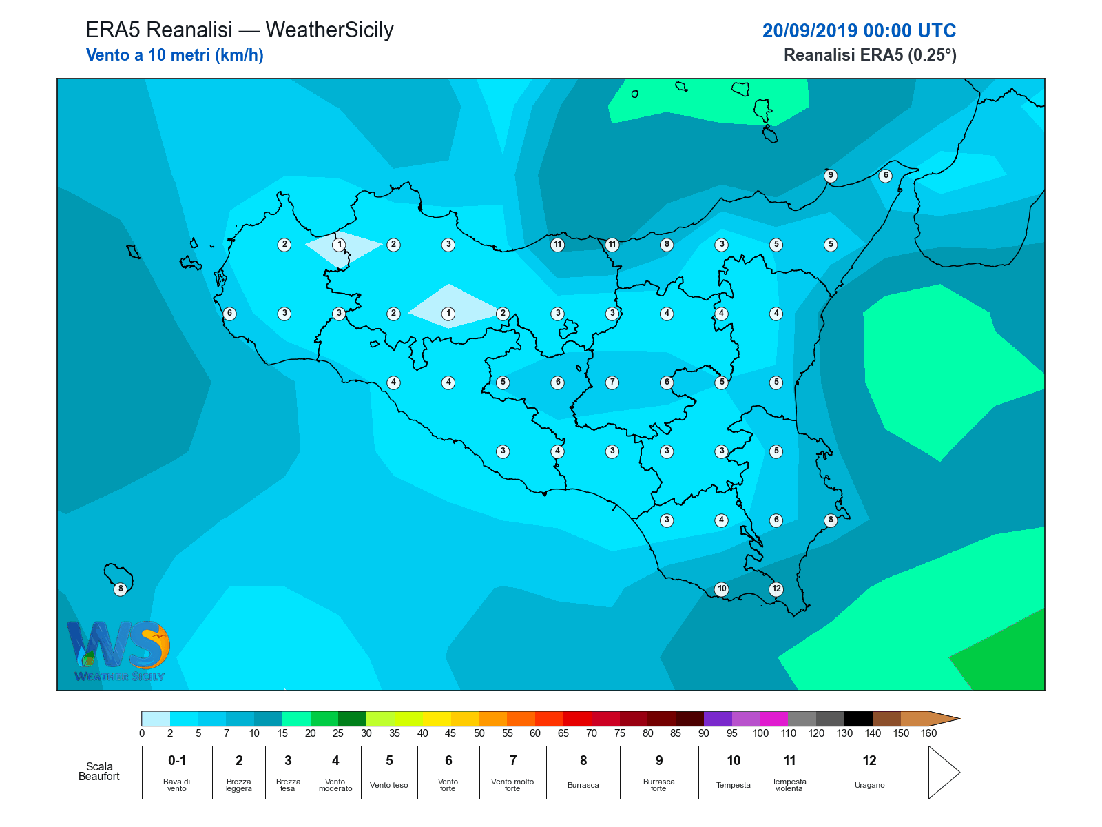 Vento a 10 metri · 2019092000