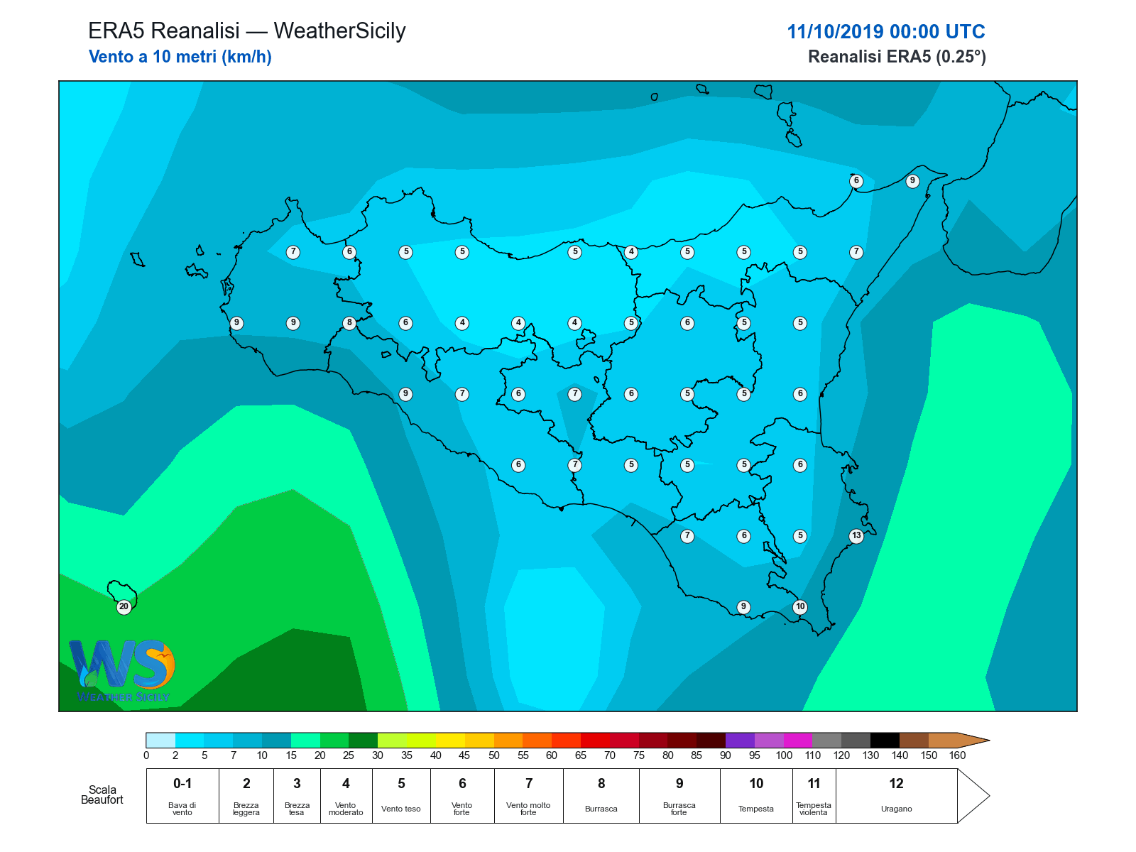 Vento a 10 metri · 2019101100