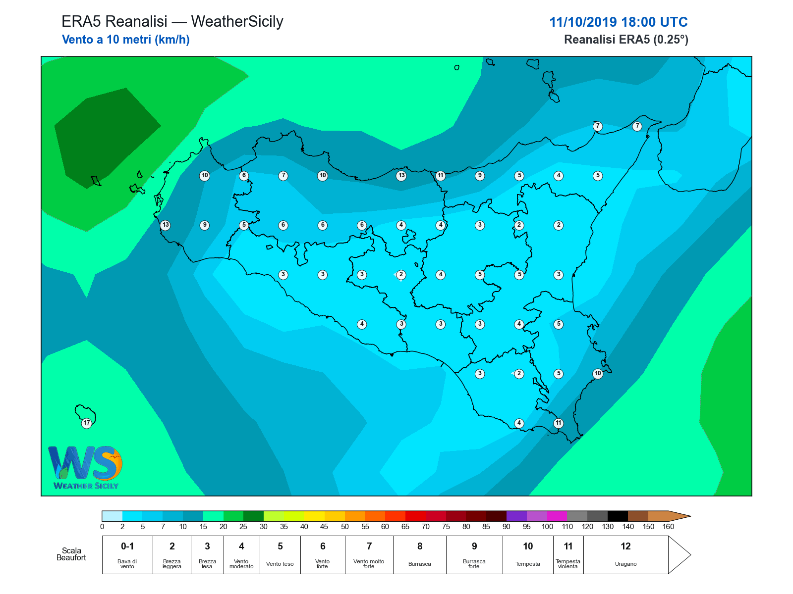 Vento a 10 metri · 2019101118