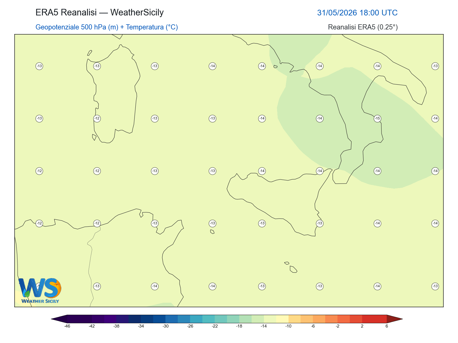 Geopotenziale 500 hPa + Temperatura · 2026053118